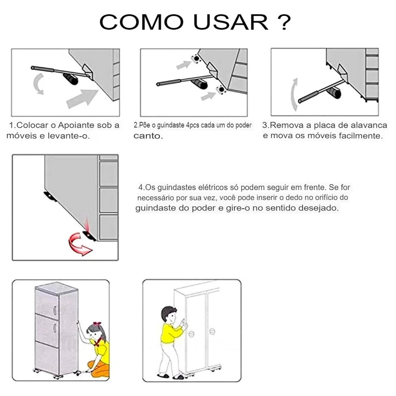 Suporte Movedor de Móveis | Rodinhas para Móveis Pesados